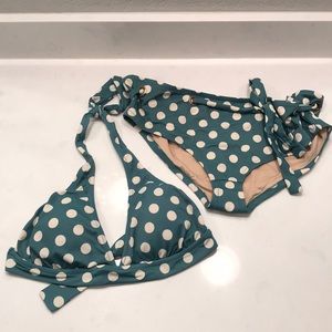 Women’s J. Crew bikini polka dot teal Medium